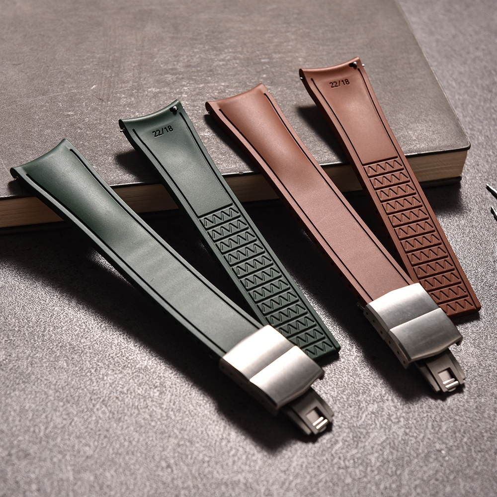 JUELONG สําหรับ Delugs ยางโค้ง CTS FKM สายนาฬิกา 20 มม.22 มม.โค้ง CTS Watchband Quick Release ผีเสื้อหัวเข็มขัดตัดขนาด
