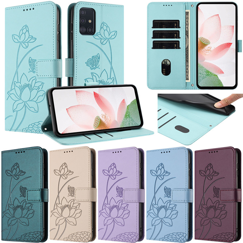 Retro สําหรับ Samsung Galaxy A51 A71 A13 A12 A23 A31 A41 A42 A20 A30 A40 A50 A70 A04S M13 A04 ดอกไม้รูปแบบกระเป๋าสตางค์หนัง PU ช่องใส่การ์ดผิวพลิกฝาครอบกรณี