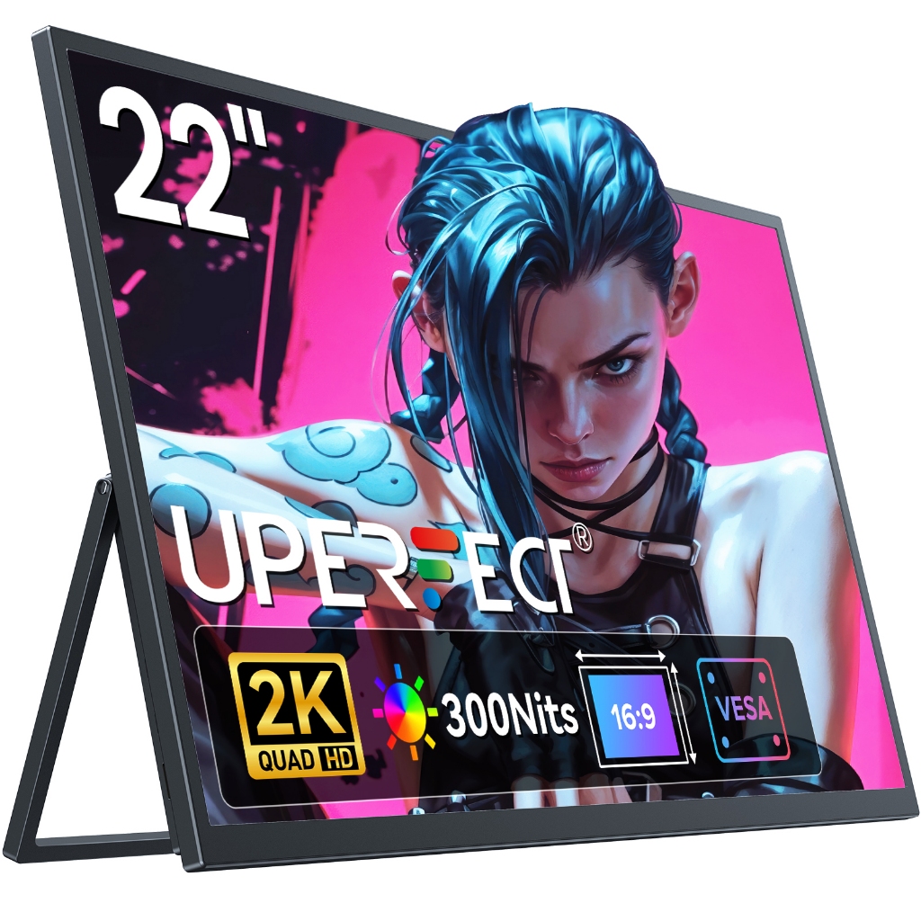 UPERFECT Umax 22 นิ้ว 2560*1440 100% sRGB จอภาพ IPS แบบพกพาบางเฉียบเหมาะสําหรับการเล่นเกมในออฟฟิศทุก