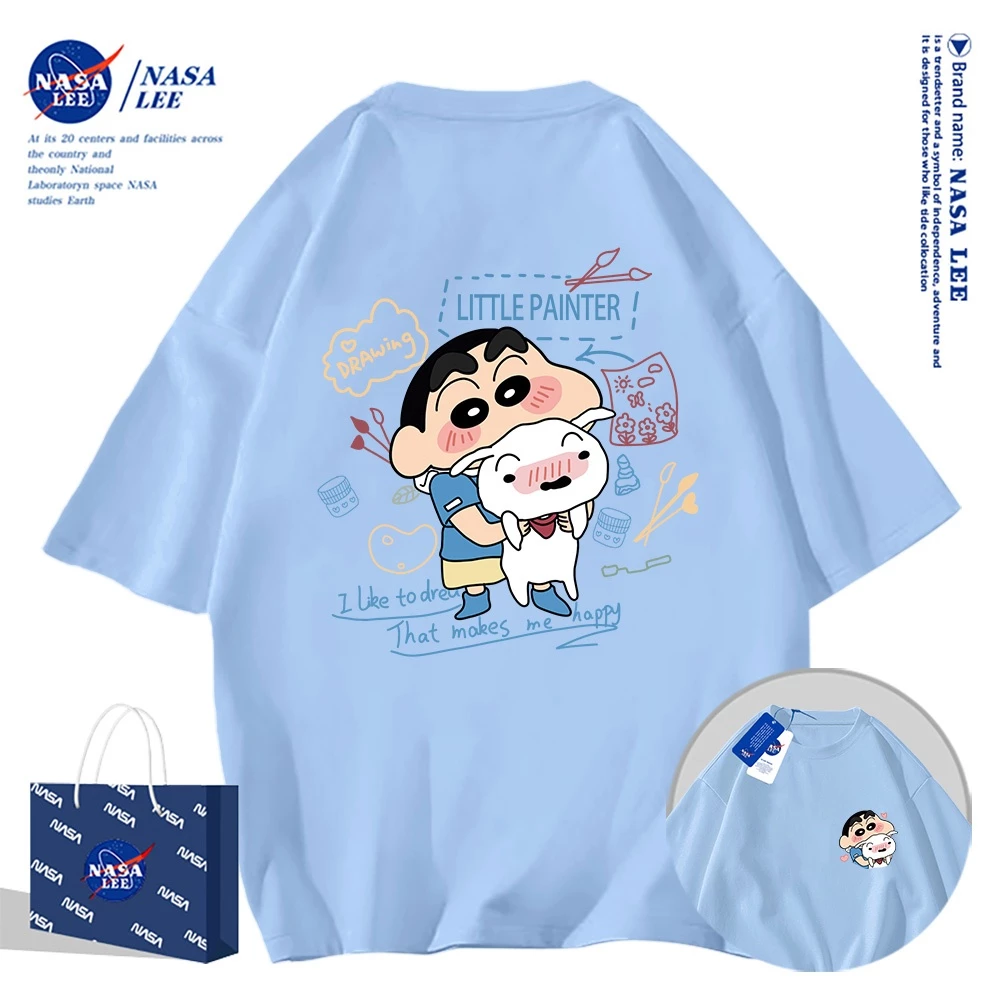 🔥จัดส่งในวันเดียว🔥เสื้อยืดคอกลม NASA รุ่นใหม่ฤดูร้อน 2024 แบบหลวมช่วยให้ดูเพรียว ลายการ์ตูนพิมพ์ลาย thumbnail 4