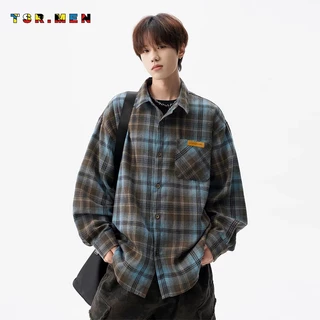 TSR.Men เสื้อเชิ้ตสก็อต แขนยาว ฤดูใบไม้ร่วง แบบบาง สไตล์ญี่ปุ่น สไตล์เรโทร อินเทรนด์ ไม่ยับง่าย คุณภาพสูง ทุกเพศใส่ได้ มีหลายสีให้เลือก