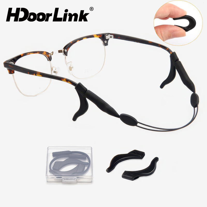 HdoorLink Double Hole แว่นตายืดหยุ่นสูง Anti Slip ชุดสําหรับเด็กซิลิโคนกีฬาแว่นตาสายแว่นตาเชือกผู้ถือ String