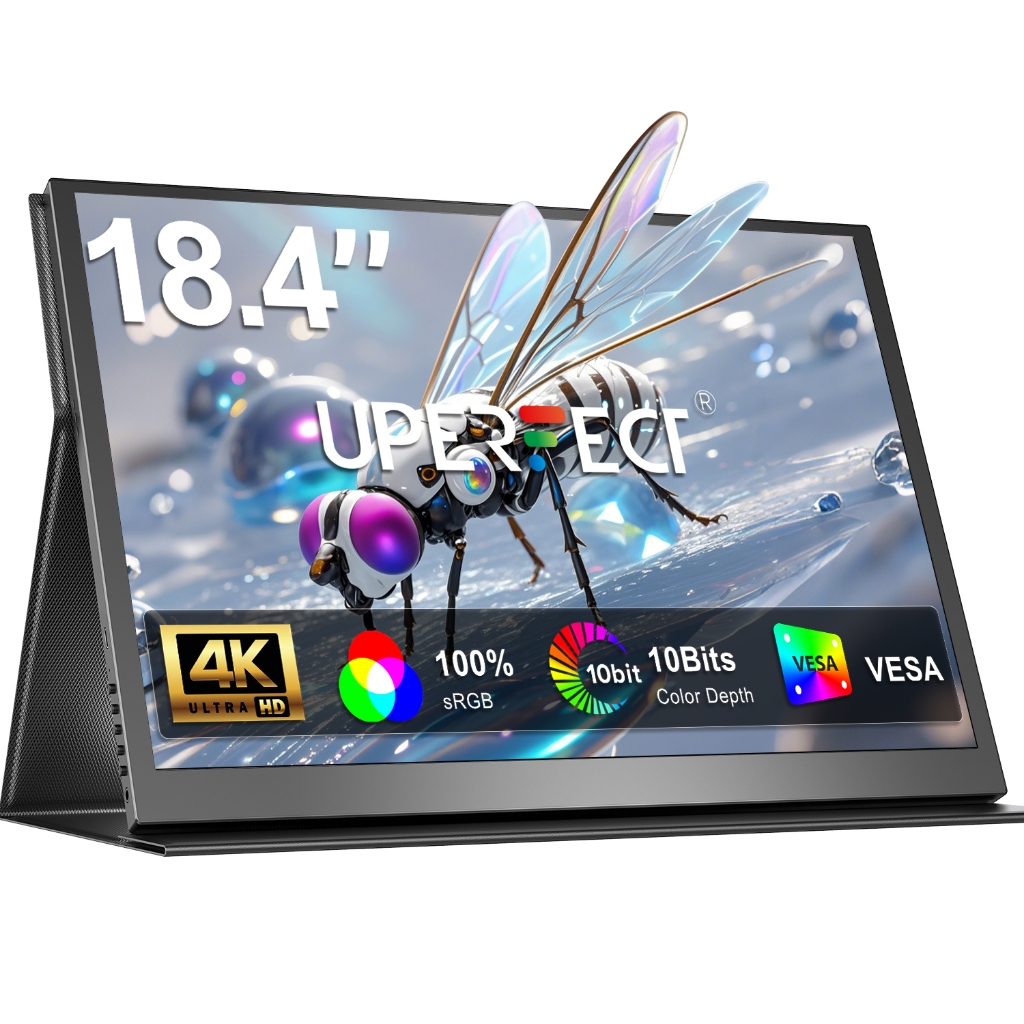 UPERFECT 18.4 นิ้ว 4K 60Hz 100% sRGB 300 ไข่เหาแบบพกพา Gaming และทํางานสําหรับพีซี/มือถือ/PS4/Ninten