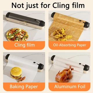 3-in-1 ไม่มีเจาะเครื่องตัดห่อครัว,เครื่องตัดสไลด์แบบสองทิศทางสําหรับฟิล์มยึดพลาสติก,อลูมิเนียมฟอยล์,กระดาษขี้ผึ้ง-ผู้ถือปรับได้สากลพร้อมแม่เหล็ก,ดูด & Ho
