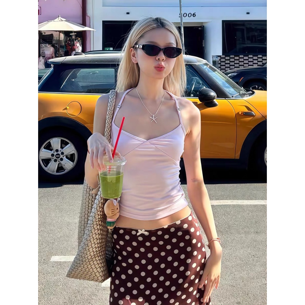TINRRY ~ สไตล์สาวเซ็กซี่ Halter Camisole สำหรับผู้หญิง ออกแบบเพื่อความกระชับและบางเบา เหมาะสำหรับฤดูร้อน