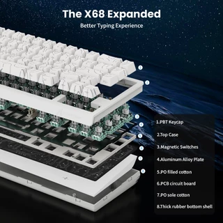 ATTACK SHARK X68 HE Rapid Trigger Keyboard สวิตช์แม่เหล็ก 60% แบบมีสาย 8KHz คีย์บอร์ดแม่เหล็ก