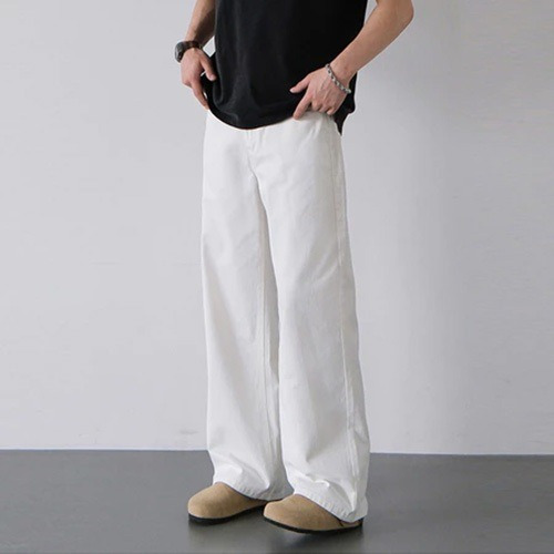 กางเกงยีนส์ขาบาน Liza สีเขียวสนิมและขาว ไซส์ S-3XL