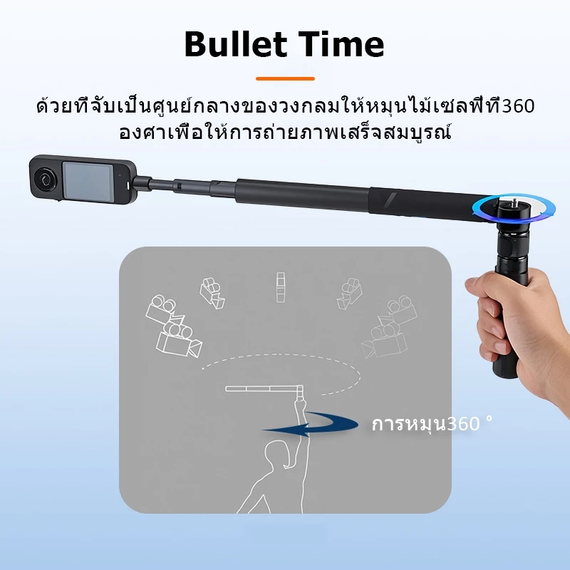 ไม้เซลฟี่ที่มองไม่เห็นสําหรับ Insta360 X5 / X4 Air / X4 / X3 Bullet Time Rotary Handle ขาตั้งกล้อง (OEM) thumbnail 3