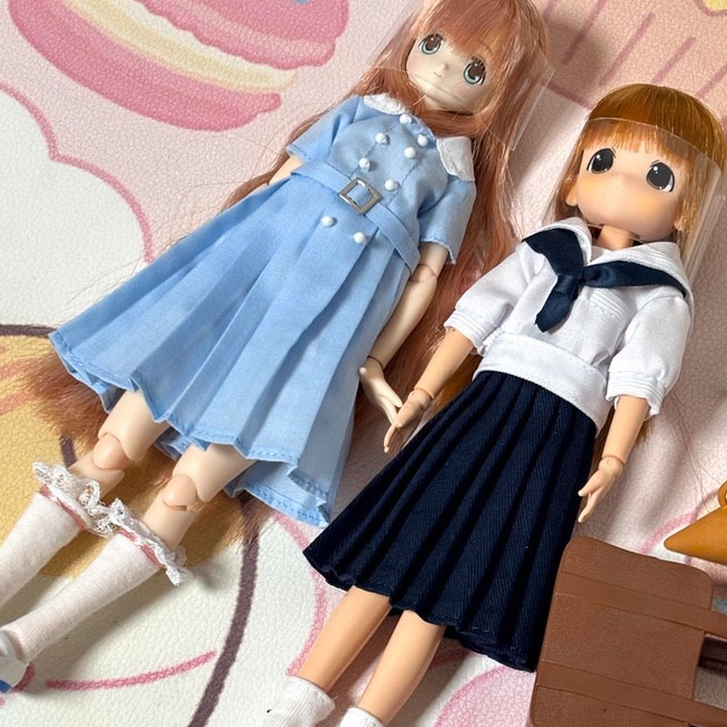 Azone ตุ๊กตา Blythe เสื้อผ้า licca ชุดนักเรียน ชุดกะลาสี สีขาว ob22 ob24