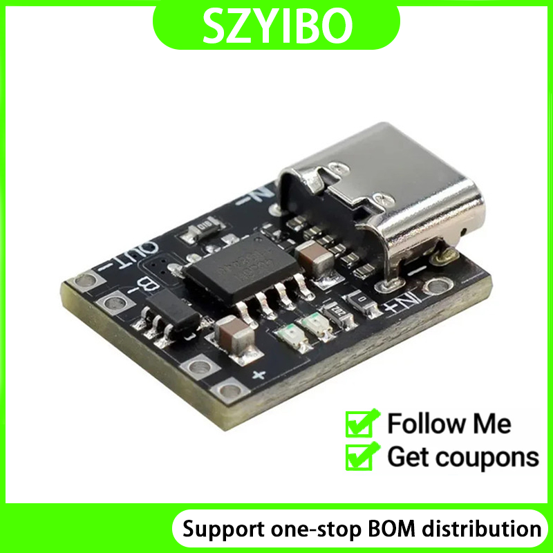 บอร์ดชาร์จแบตเตอรี่ลิเธียมสามหยวนขนาดเล็กพิเศษ 1A 3.7V4.2V โมดูลเครื่องชาร์จอินเทอร์เฟซ Type-C พร้อมแผ่นป้องกัน
