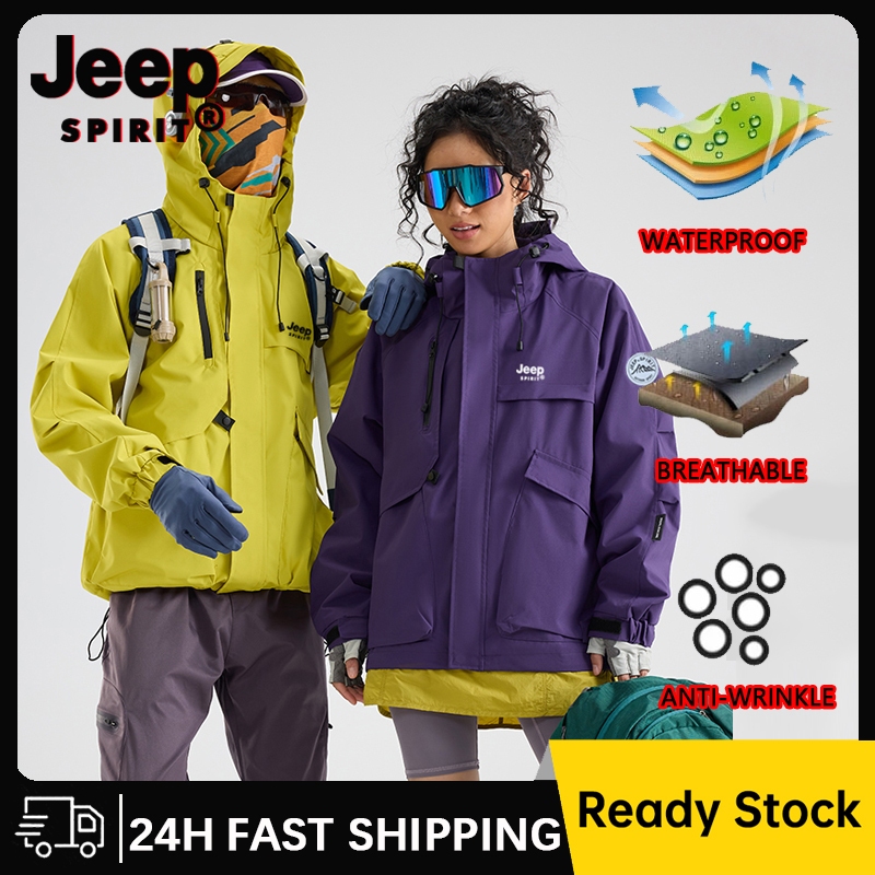 JEEP SPIRIT เสื้อแจ็คเก็ตกันน้ําระบายอากาศสำหรับUnisex เหมาะสำหรับเดินป่าและการขับรถจักรยานยนต์