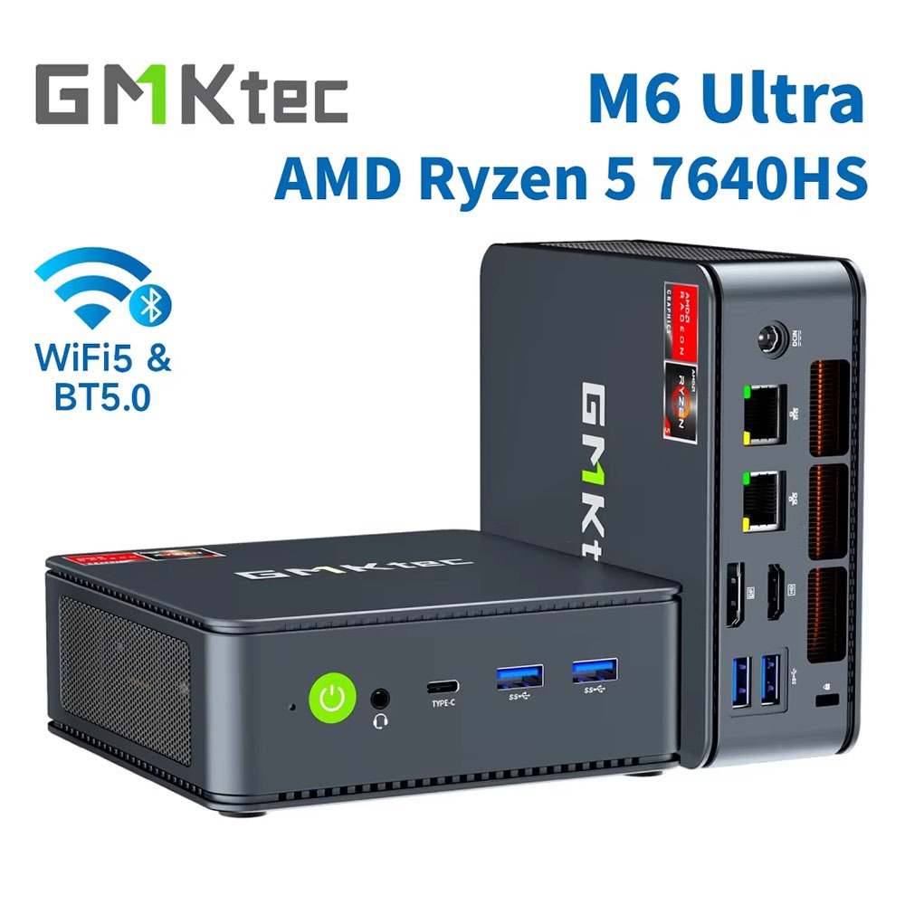 GMKtec M6 Ultra Mini PC AMD Ryzen 5 7640HS DDR5 4800Mhz PCIe3 Wifi6E BT5.2 Windows 11 Pro เดสก์ท็อปค