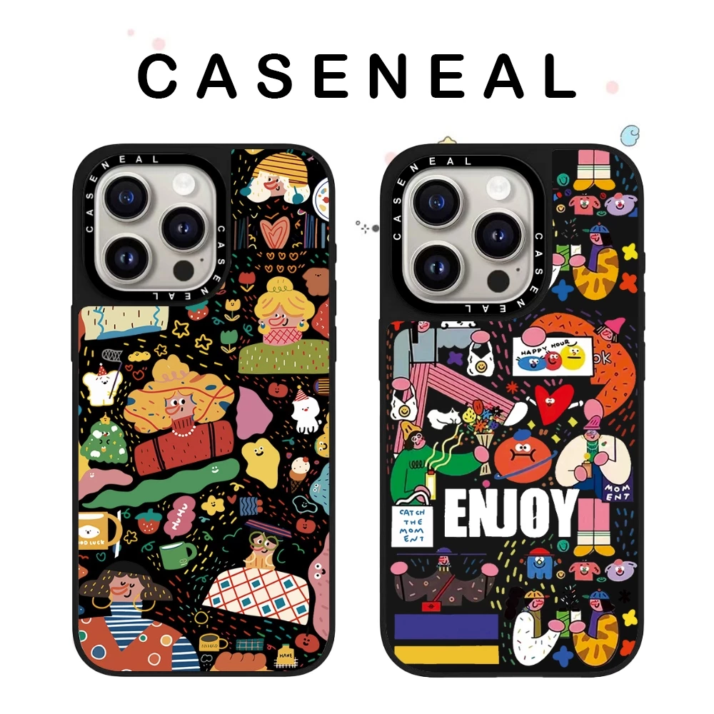 CASENEAL Graffiti girl คุณภาพสูงกระจกเคสโทรศัพท์เหมาะสําหรับiPhone 17ProMax 17pro 17 air 16promax 16 15promax 15 14promax 13 13Promaxแฟชั่นAnti Drop Hard Case