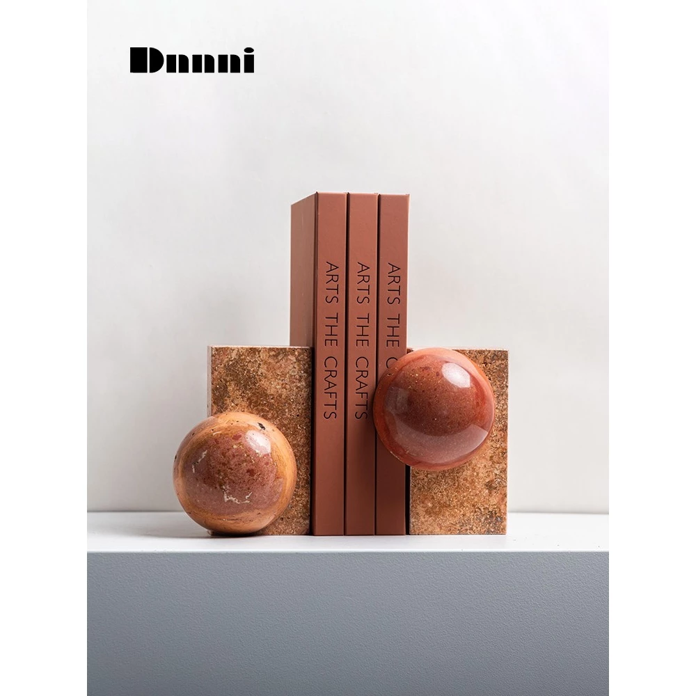 Dnnni ที่ยึดหนังสือหินอ่อนสีส้มรูปครึ่งวงกลม