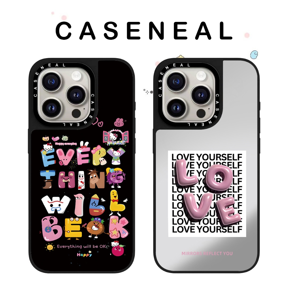 CASENEAL ตัวอักษรสีคุณภาพสูงกระจกเคสโทรศัพท์เหมาะสําหรับiPhone 17ProMax 17pro 17 air 16promax 16 15promax 15 14promax 13 13Promaxแฟชั่นAnti Drop Hard Case