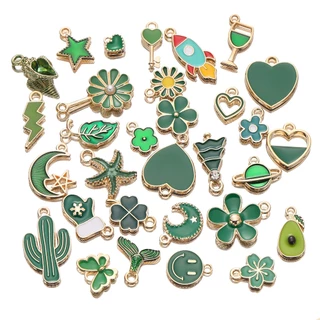 จี้สุ่ม 10 ชิ้น แบบผสมสไตล์ หลายสี สำหรับ DIY สร้อยคอ-สร้อยข้อมือ ของขวัญแฟชั่น