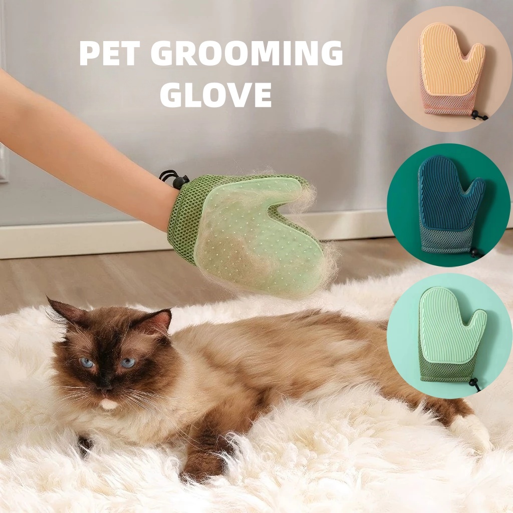 ถุงมือนวดสัตว์เลี้ยง สัตว์เลี้ยง Dual Use Grooming ถุงมือสัตว์เลี้ยง Deshedding ทําความสะอาดถุงมือ แมวสุนัขแปรงทําความสะอาดผมสัตว์เลี้ยงหวีลบลอยขนสัตว์ Remover สําหรับแมวสุนัข