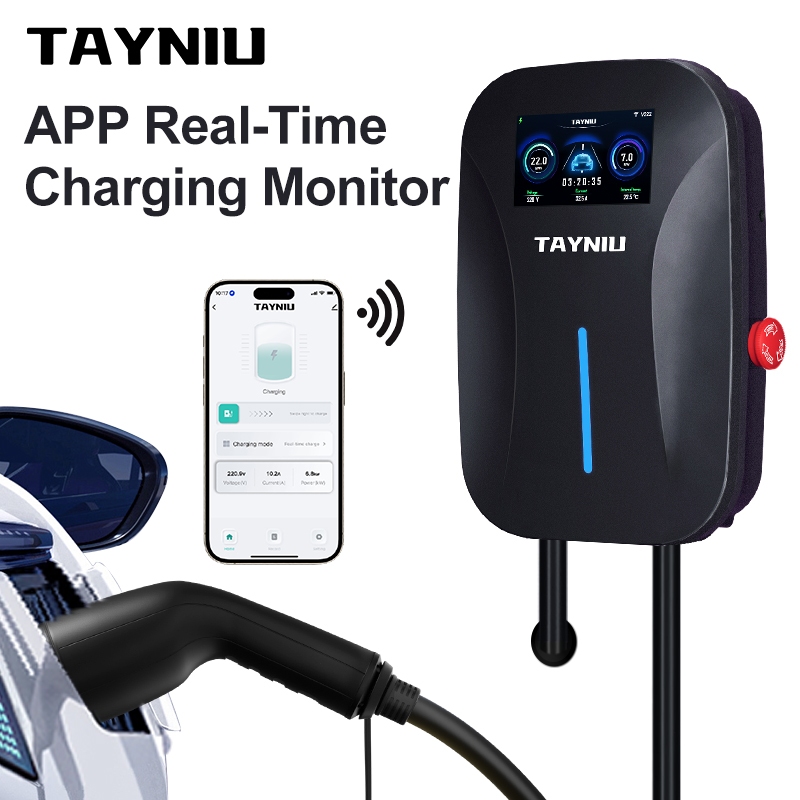 【จัดส่งในประเทศ】TAYNIU 4.3 นิ้วหน้าจอขนาดใหญ่ EV Charger ประเภท 2 7.6kw Wallbox พร้อม APP ชาร์จประวัติศาสตร์บันทึก 11kw 22kw 3 เฟสสําหรับรถยนต์ไฟฟ้า