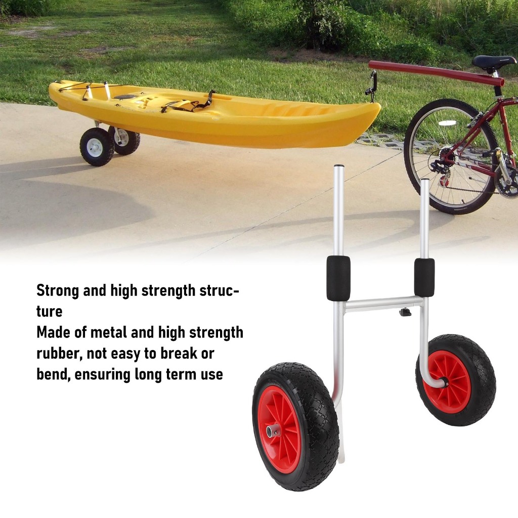 Aries306 ARIES306.TH-TH KAYAK CART พร้อมล้อแข็ง 10 นิ้วความกว้างปรับได้หนักสำหรับการขนส่งเรือแคนูแบบ