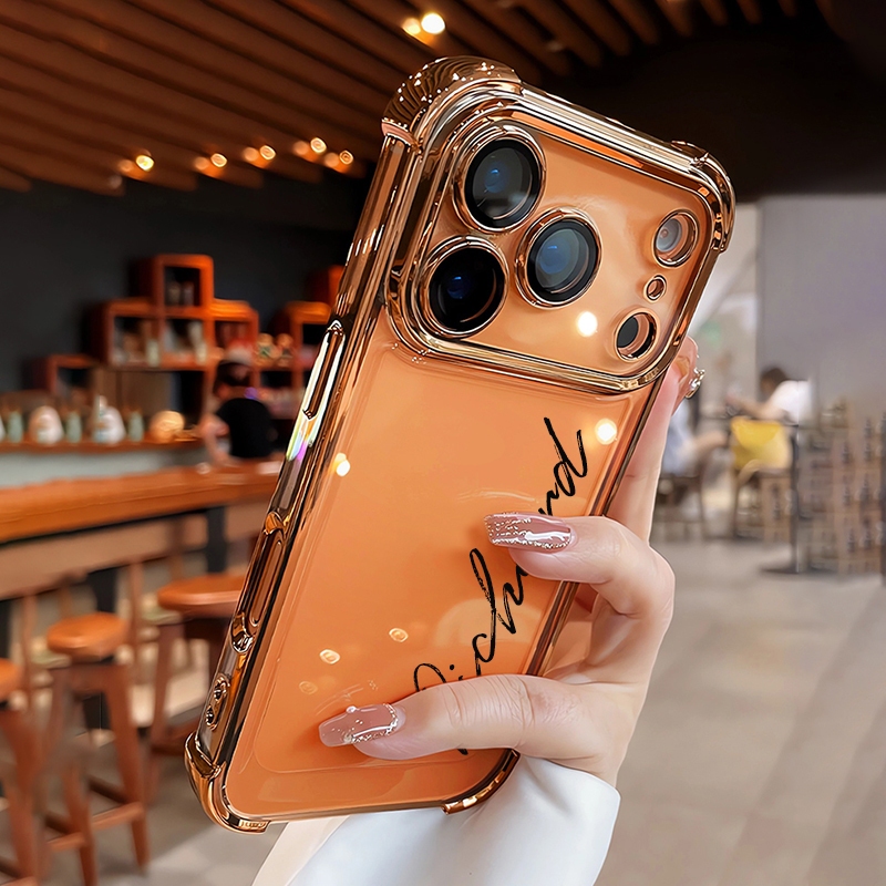 เคสโทรศัพท์มือถือออกแบบชื่อป้องกันการล่มสลายสี่มุมใหม่เหมาะสำหรับเคสไอโฟน17 pro max 15 14 13 12 11 16 pro max air