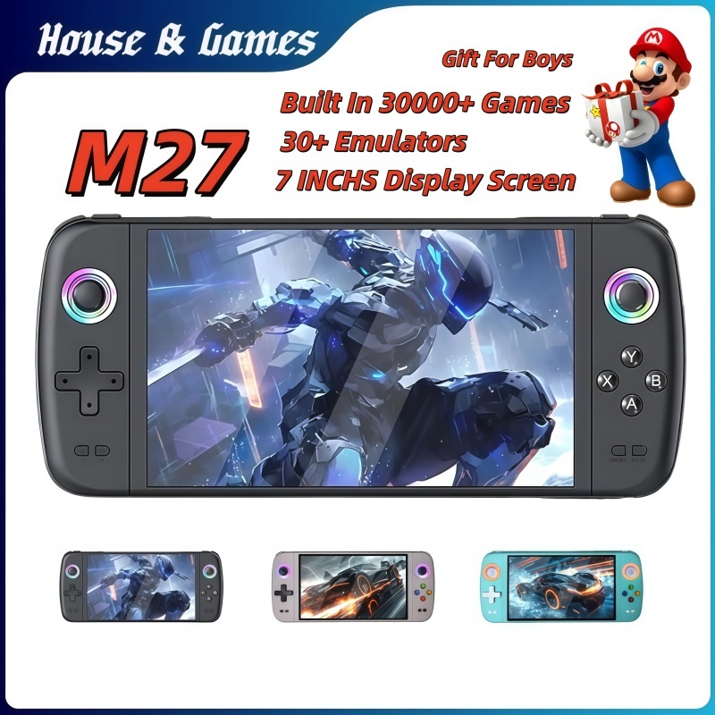 ใหม่ M27 คอนโซลเกมมือถือหน้าจอขนาดใหญ่อาร์เคดแบบพกพา HD Nostalgic Retro Handheld