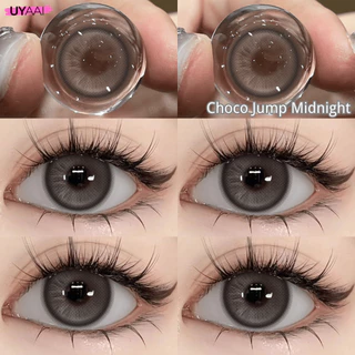คอนแทคเลนส์สีดํา [ปกติ(0.00)] UYAAI Choco Jump series คอนแทคเลนส์สี Midnight Brown 14.2mm คอนแทคเลนส์รายเดือน