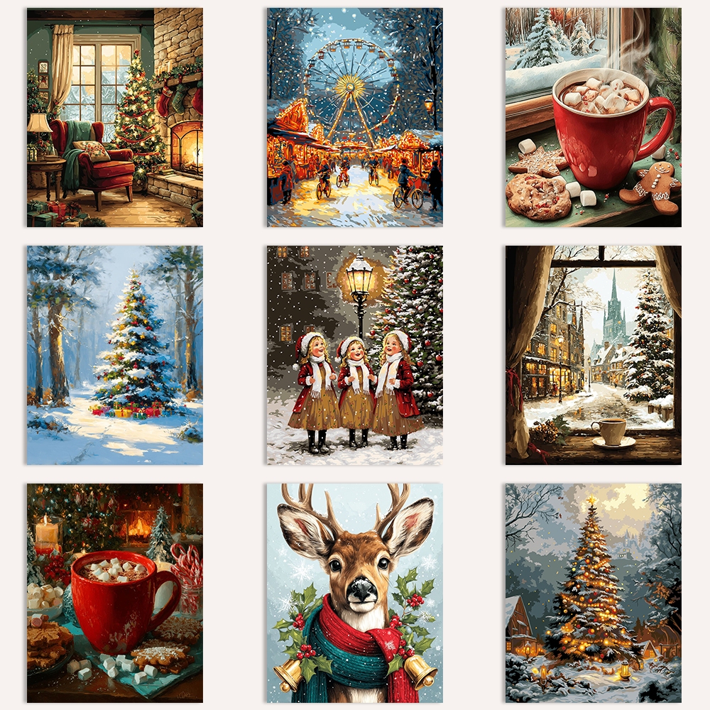 คริสต์มาส / ระบายสีตามตัวเลข / ภาพวาดศิลปะผนัง / ภาพวาดผ้าใบ / ของขวัญ ทําเอง / ภาพวาดตกแต่ง / สีตามจํานวน / วอลล์เปเปอร์ / เครื่องประดับศิลปะ / การทําสมาธิ