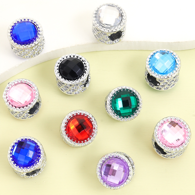 10pcs UV สี Retention สองด้าน Multicolor Rhinestone Inlay Alloy Spacer ลูกปัด, Advanced Sense Clavicle Chain สร้อยข้อมือ DIY ที่ละเอียดอ่อนขนาดใหญ่ Through-hole Transfer โชคดีลูกปัด