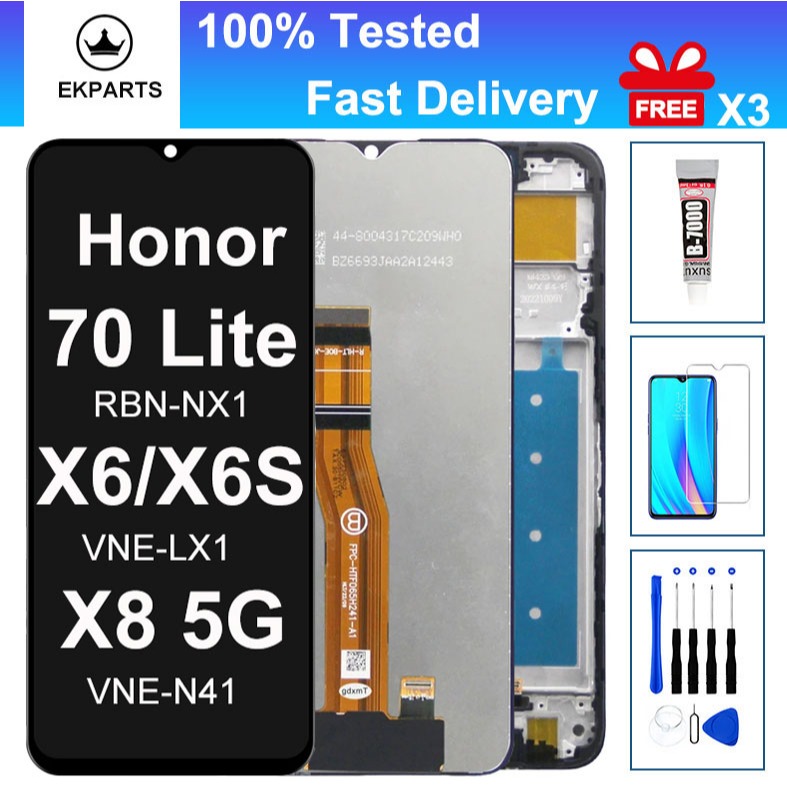 6.5 "LCD สําหรับ Huawei Honor 70 Lite X6 X6S X8 5G RBN-NX1 VNE-LX1 N41 จอแสดงผล Touch Screen Digitiz