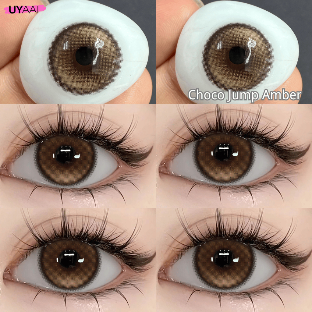 คอนแทคเลนส์ [ปกติ(0.00)] UYAAI x FRESHLADY Choco Jump series คอนแทคเลนส์สี Amber 14.2mm คอนแทคเลนส์รายเดือน