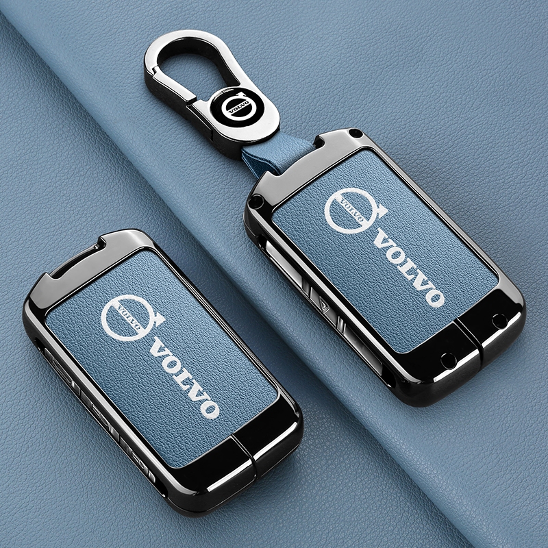 สังกะสีอัลลอยด์หนังสําหรับ Volvo S60 S90 XC40 XC60 XC90 V60 V90 T6 T8 พวงกุญแจอุปกรณ์ป้องกัน