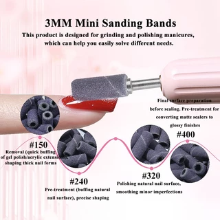 50pcs 3 มม.แผ่นขัดเจาะเล็บ Bits Mandrel สําหรับ Foot Care ขัดเล็บเจล Polish Remover อุปกรณ์เสริม