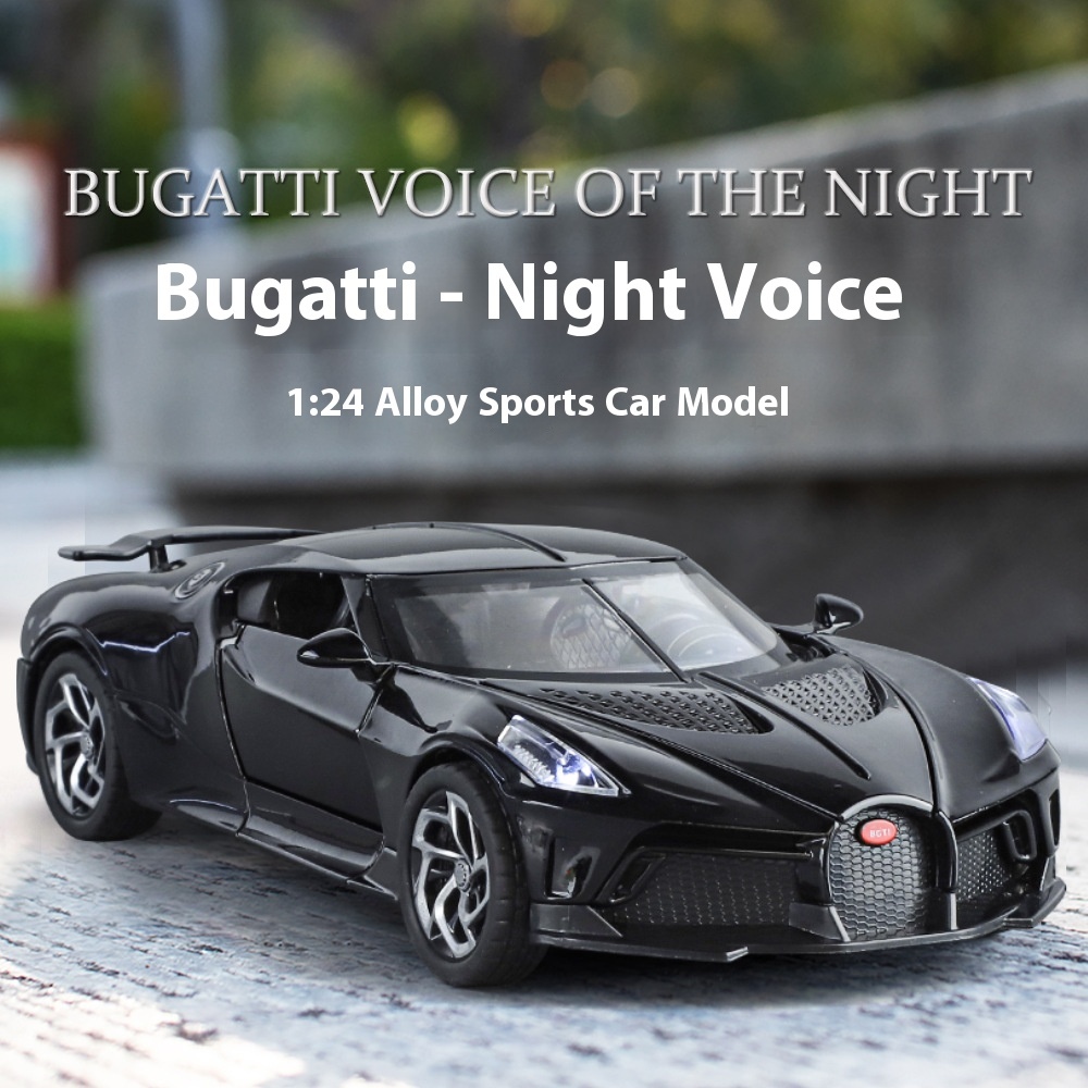 DL 1:24 Bugatti La Voiture Noire โลหะของเล่นรถDiecastรถสําหรับชายเด็กจําลองเสียงแสงของขวัญงานอดิเรกค