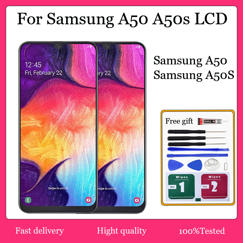 Ori For สําหรับ Samsung Galaxy A50 A50s จอแสดงผล LCD หน้าจอสัมผัสพร้อมการเปลี่ยนกรอบ