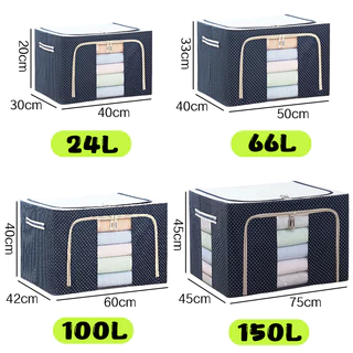 🚚จัดส่งทันที🚚 100L กล่องใส่ของ กล่องเก็บของพับได้ มีโครงเหล็กด้านใน