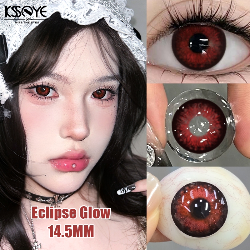 KSSEYE คอนแทคเลนส์ 2pcs คอสเพลย์เลนส์ 14.5 มม.คอนแทคเลนส์สีแดงเกรด (0 ~-8.00 องศา) แต่งตาฮาโลวีน 1 ปีใช้ Big Eye Softlens