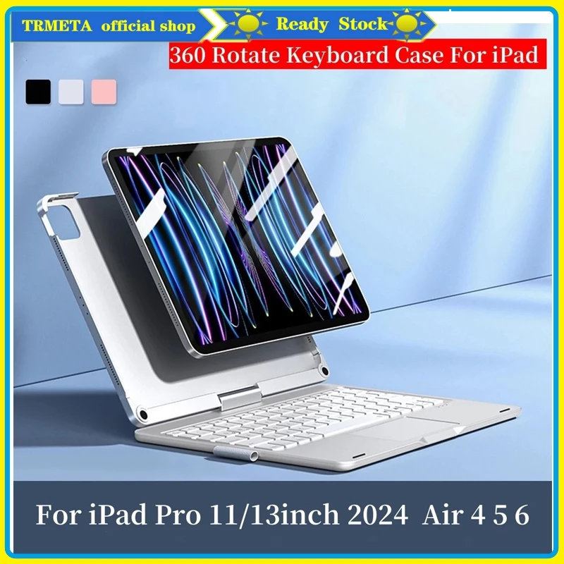 360° Rotatable Backlit แป้นพิมพ์สําหรับ iPad mini 6 7 Air 7 8 11 13 M3 M4 10 11th A16 10.9 2025 Pro 11 13 M4 2024 Air 4 5 Pro 11 12.9 2018-2022 Air 6 11 13 M2 สมาร์ท เคสคีย์บอร์ด