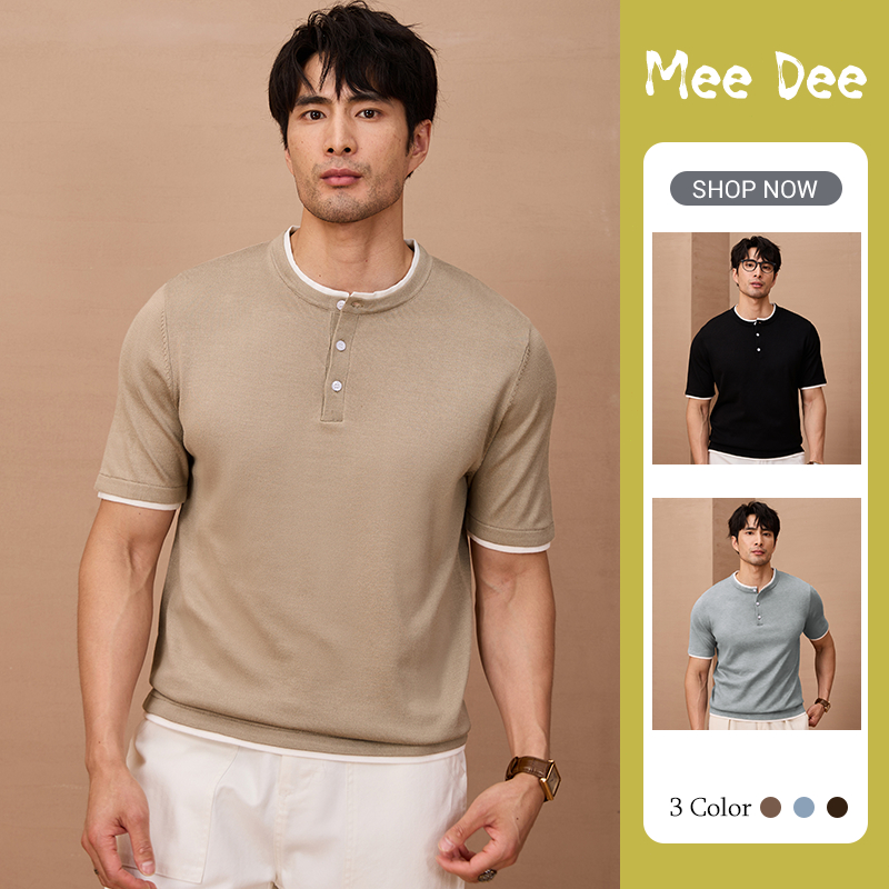 เสื้อเชิ๊ต Henley แขนสั้น ดีไซน์ทันสมัย อเนกประสงค์