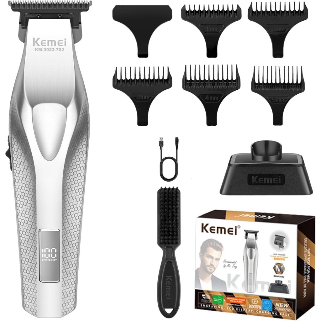 Kemei 3023-702 Zero Gapped ไร้สายผม Trimmer Professional Hair Clipper ผู้ชายตัดผมชาร์จ Finish Hair Cit เครื่อง