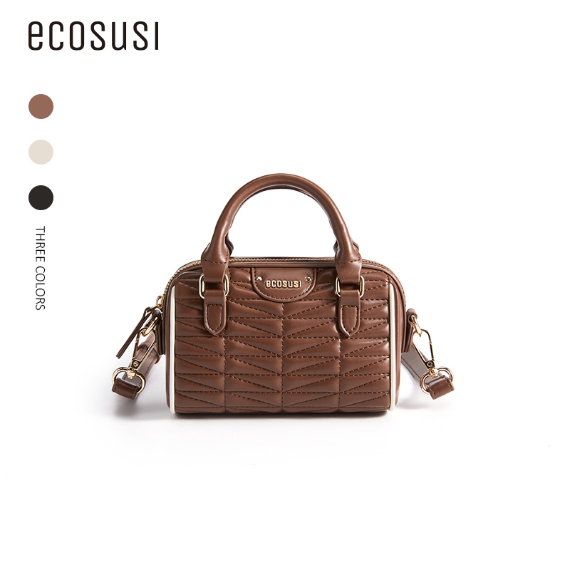 ECOSUSI วินเทจ Crossbody Shoulder Bag กระเป๋าหนังขนาดเล็กบอสตัน แฟชั่น กระเป๋ามือกระเป๋าเย็นผู้หญิง