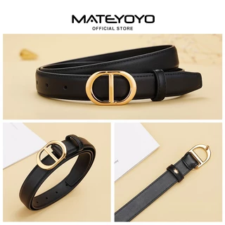 MATEYOYO เข็มขัดหนังแฟชั่นผู้หญิง สไตล์หรูหราพร้อมหัวเข็มขัดทอง ดีไซน์ปรับได้ พร้อมตกแต่งด้วยหัวเข็มขัดโลหะผสม