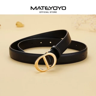MATEYOYO เข็มขัดหนังแฟชั่นผู้หญิง สไตล์หรูหราพร้อมหัวเข็มขัดทอง ดีไซน์ปรับได้ พร้อมตกแต่งด้วยหัวเข็มขัดโลหะผสม