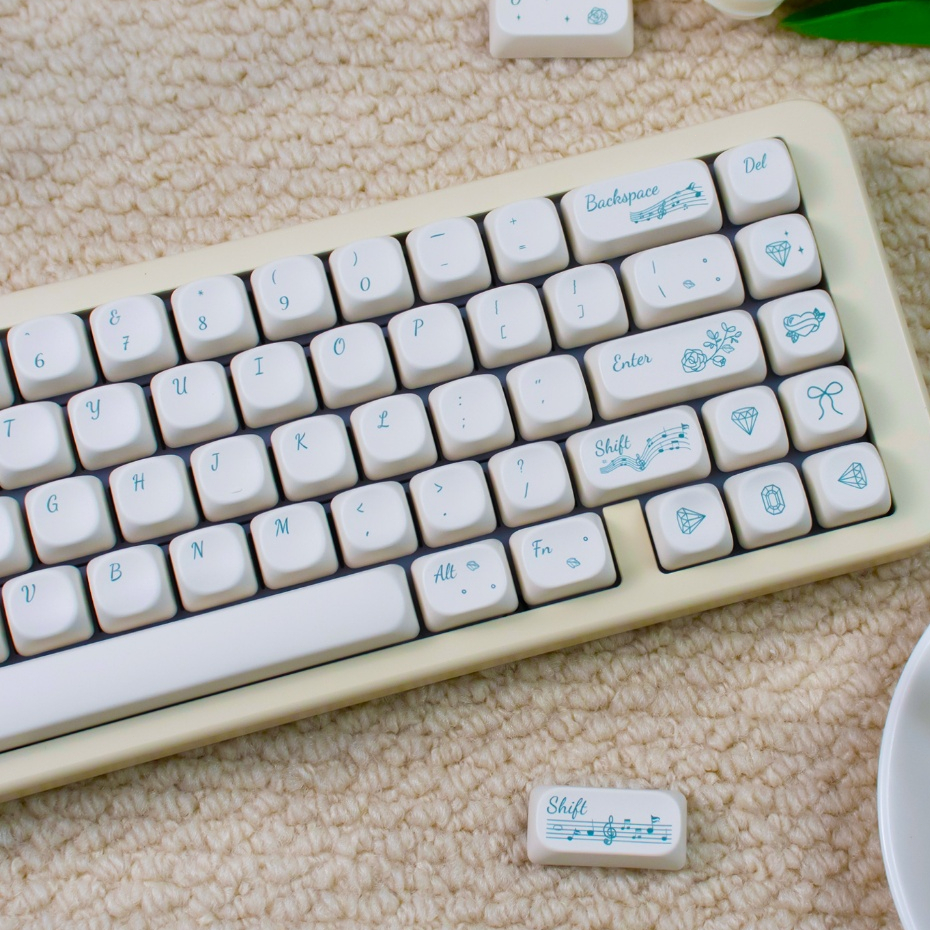 Rose Symphony Keycap โปรไฟล์ MOA สีเขียวออฟไวท์สําหรับคีย์บอร์ดเชิงกล 7U Alice