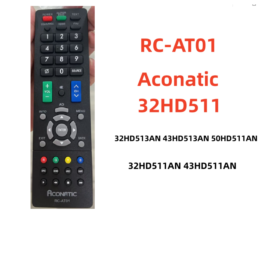 เหมาะสําหรับ RC-AT01 Aconic รีโมททีวีสําหรับอนาล็อกและทีวีดิจิตอลรุ่น 24HD515AN และ 32HD514AN