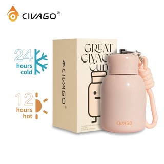 CIVAGO（10oz）Mini Vacuum Flask Stainless Steel Cute Portable Pocket Water Bottle for Women Stylish