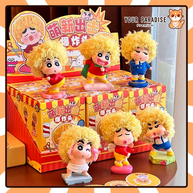 Crayon Shin Chan afro ผมการ์ตูนกล่องตาบอดชุดรูปของเล่น Shin Chan บ้านเดสก์ท็อปเครื่องประดับ cure ตุ๊กตาเรซิ่นรุ่น surprise ของขวัญวันเกิด