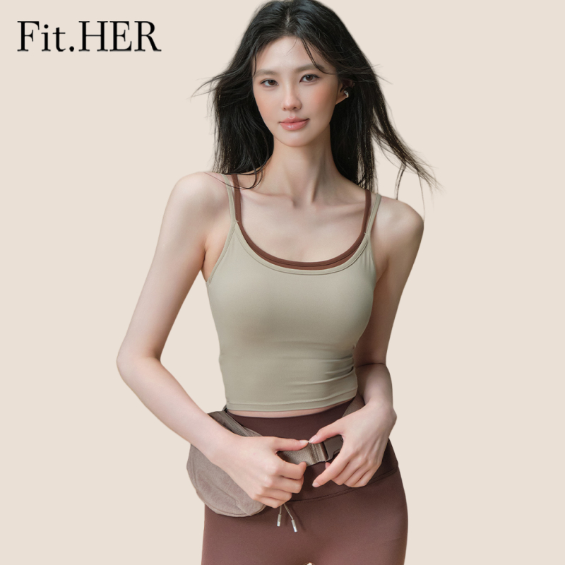 Fit.HER สปอร์ตบราฝึกซ้อมผีเสื้อบล็อกสีพร้อมแผ่นรองแบบถอดได้เสื้อกล้ามโยคะ Racerback ชั้นนอกเทียมสําหรับผู้หญิง
