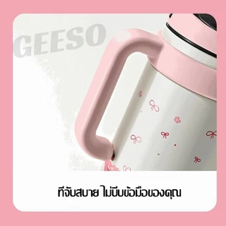 GEESO ถ้วยฉนวนแบบพกพา ถ้วยน้ำแข็ง สแตนเลส 316 ความจุ1000มล มีหลายสีให้เลือก ถ้วยความร้อนสร้างสรรค์ ความจุขนาดใหญ่ Large Capacity Cartoon Vacuum Tumbler Thermos 潮流冰霸杯