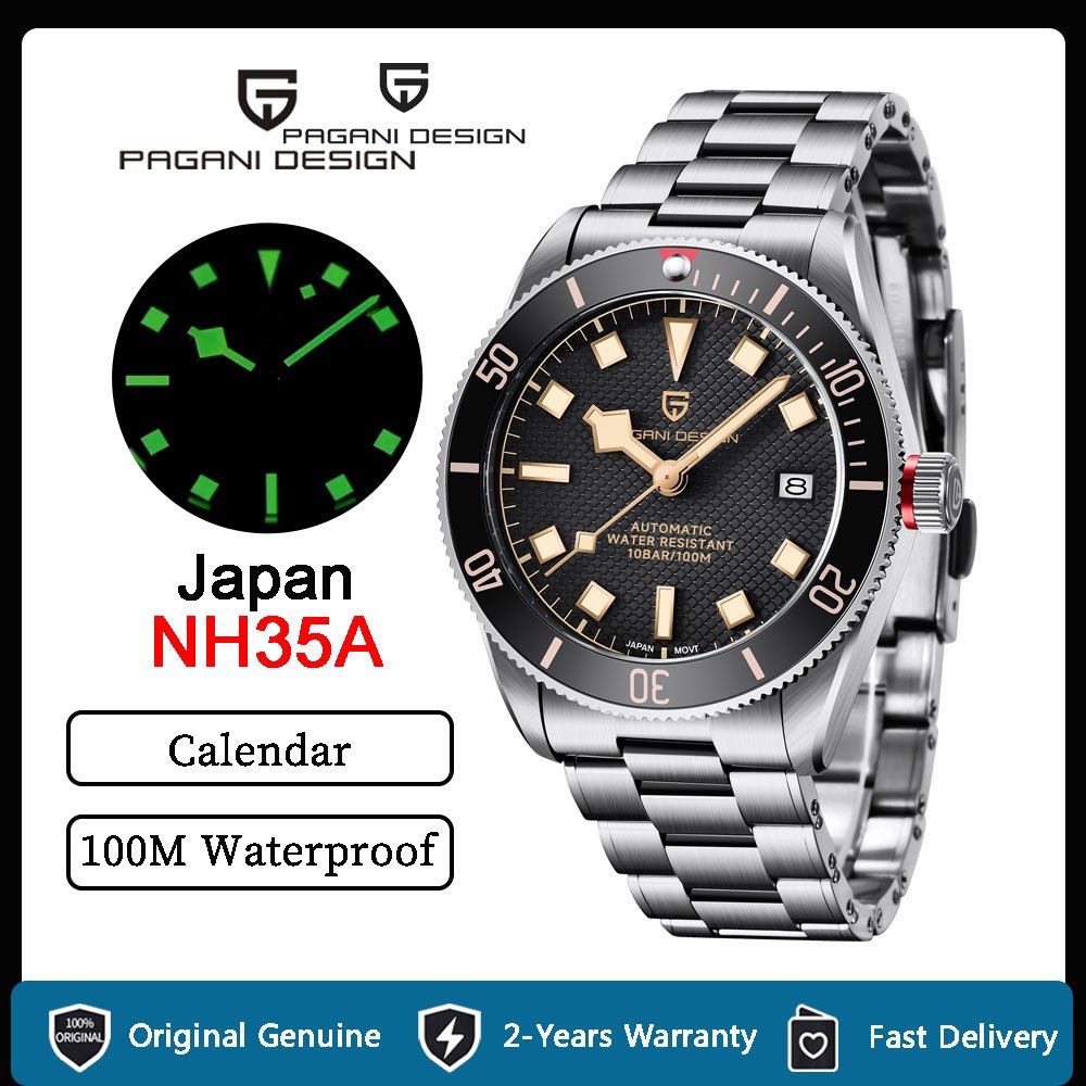 Pagani DESIGN นาฬิกาข้อมืออัตโนมัติ สายแซฟไฟร์ กระจก สเตนเลส เรืองแสง กันน้ํา สําหรับผู้ชาย PD-1671