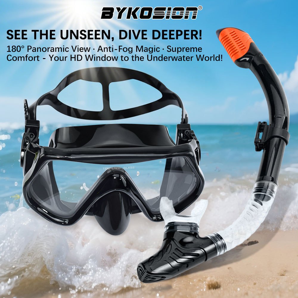 BYKOSION แว่นตาว่ายน้ำ กระจกแกร่ง ดำน้ำตื้น นกนางแอ่น ป้องกันหมอก ชุดดำน้ำตื้นแห้ง